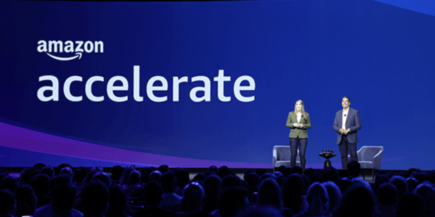 A banner image from Amazon accelerate 2023 conference in Seatlle
