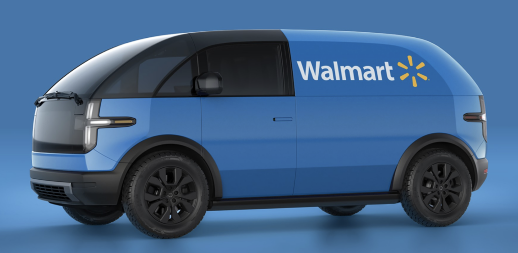 Decorative. Futuristic van with Walmart logo.