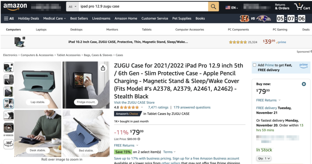 An Amazon product image for Zugu, the manufacturer of Ipad cases