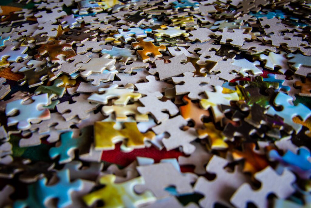 A large expanse of jigssaw puzzle pieces 