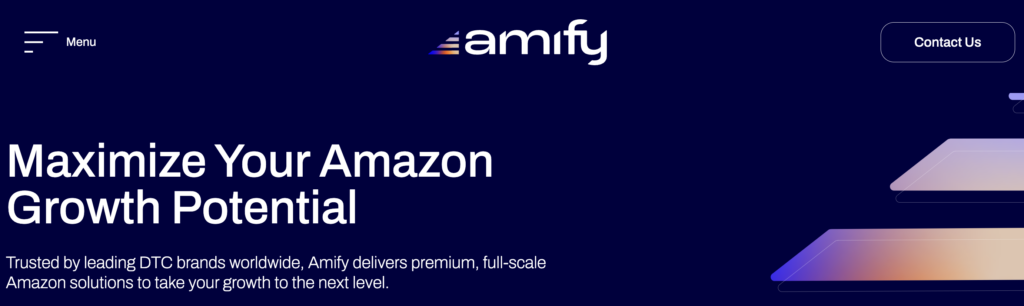 A screenshot of the Amify home page