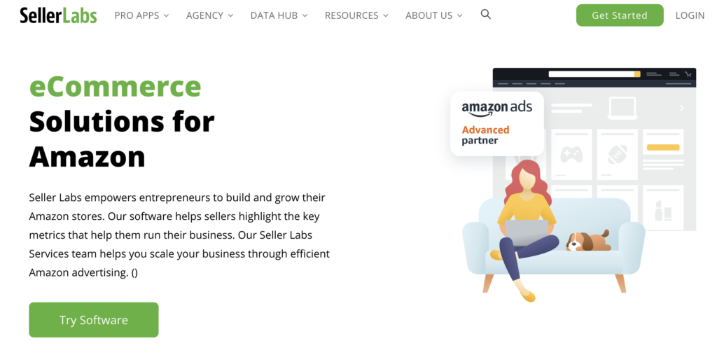 A screenshot of the SellerLabs home page