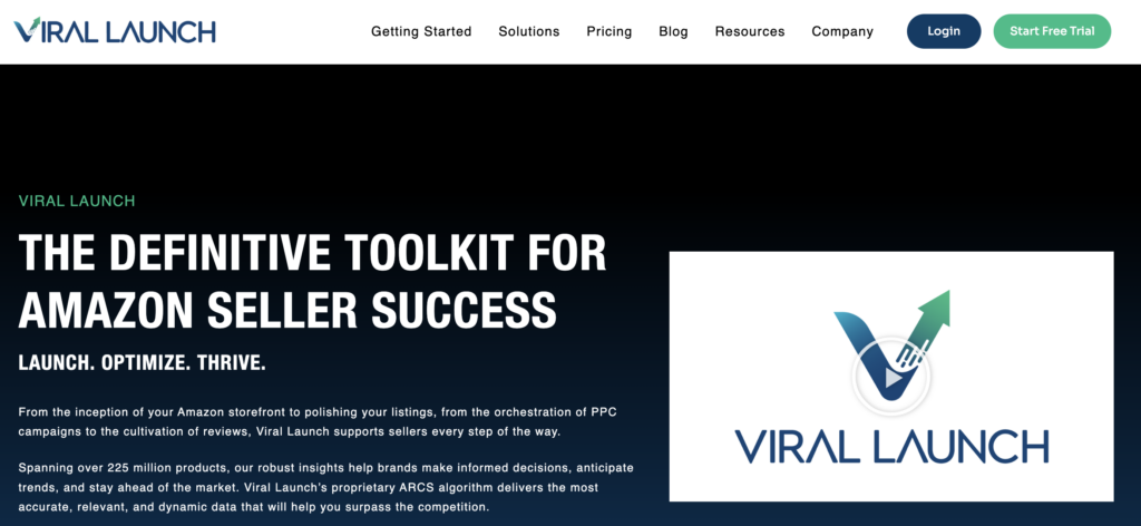 A screenshot of the Viral Launch home page