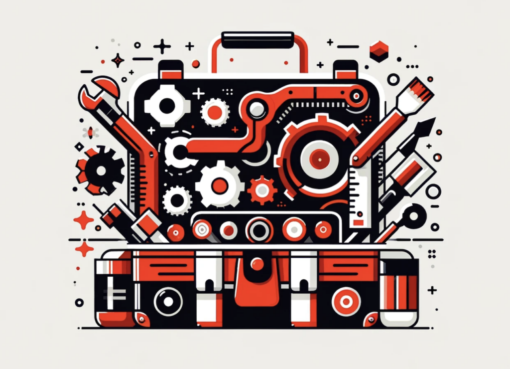 A red and black image showing the complicated inner workings of an ecommerce "machine." 