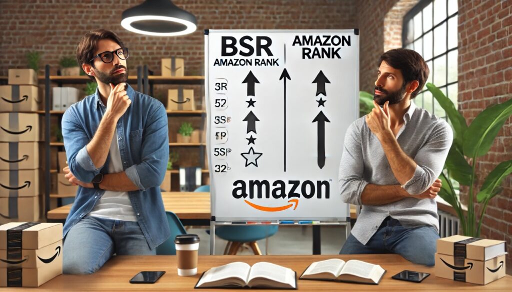 two Amazon sellers contemplating between the two choices: 'BSR' and 'Amazon Rank