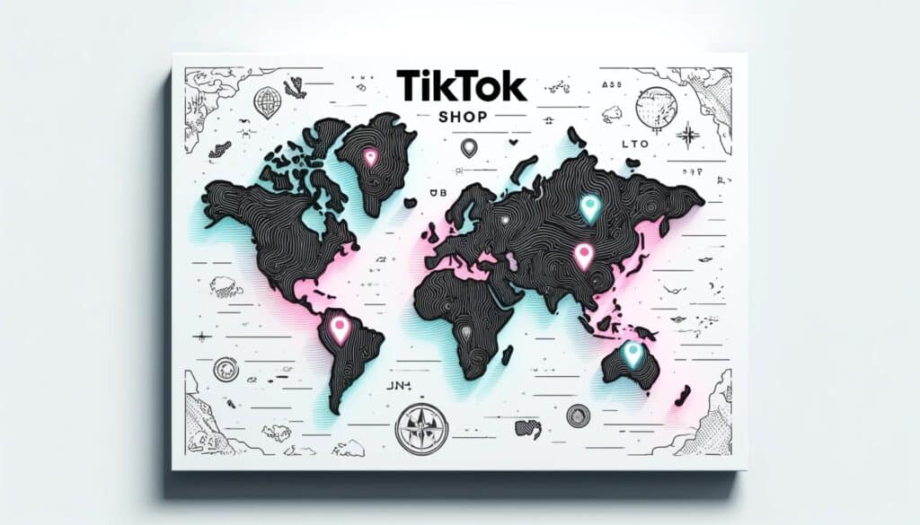 A flat aspect global map of all the countries with a TikTok Shop marketplace