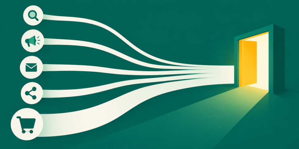 Five routes into an Amazon Brand Store, with the brand byline carrying most of the traffic