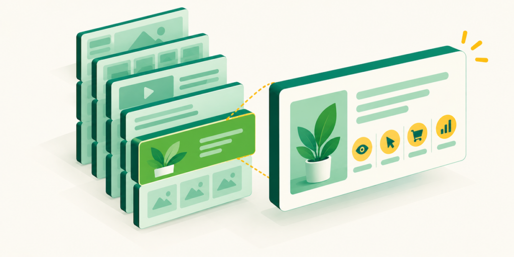 Section-level Store insights isolating one page section and its four engagement metrics