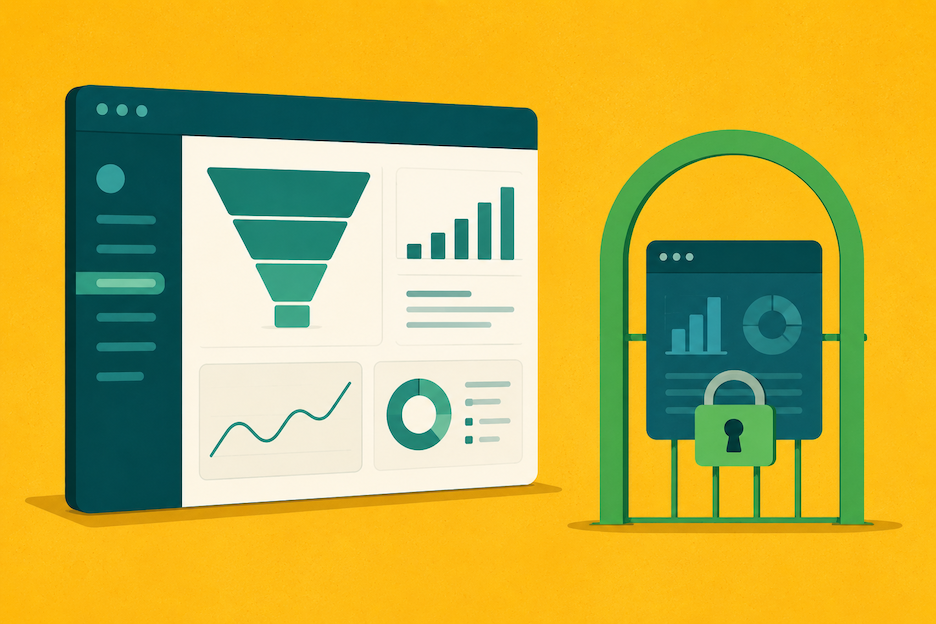 Illustration contrasting Amazon's open seller analytics dashboard with Walmart's gated supplier data platform.