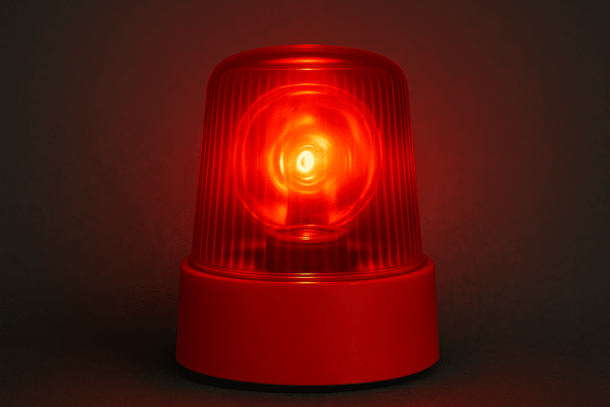 a blinking red warning light
