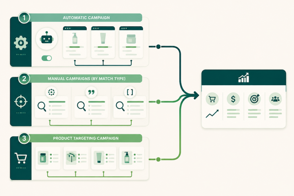 : Illustration of AI executing Amazon PPC bid adjustments within human-set strategic guardrails.