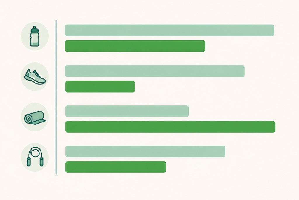 Paired bar comparison showing impression share against purchase share for Amazon search queries