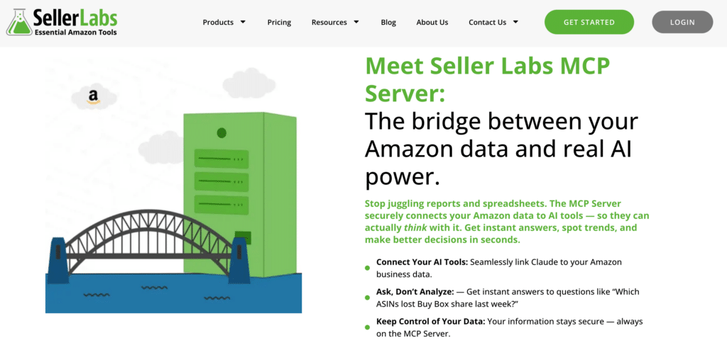 Screenshot of SellerLabs website homepage showcasing their Amazon PPC management services