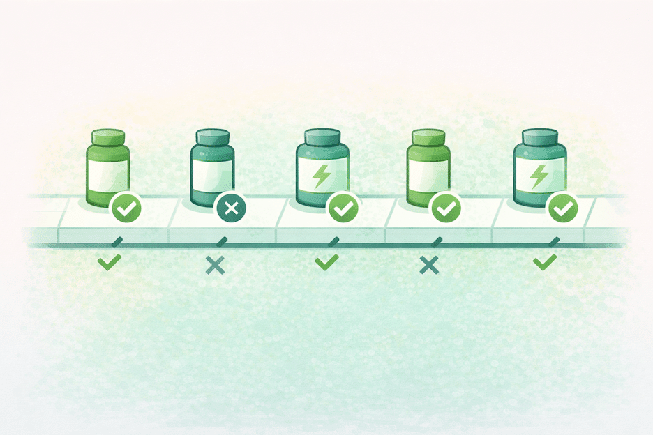 Wellness product icons positioned along a timeline showing optimal and suboptimal delivery intervals