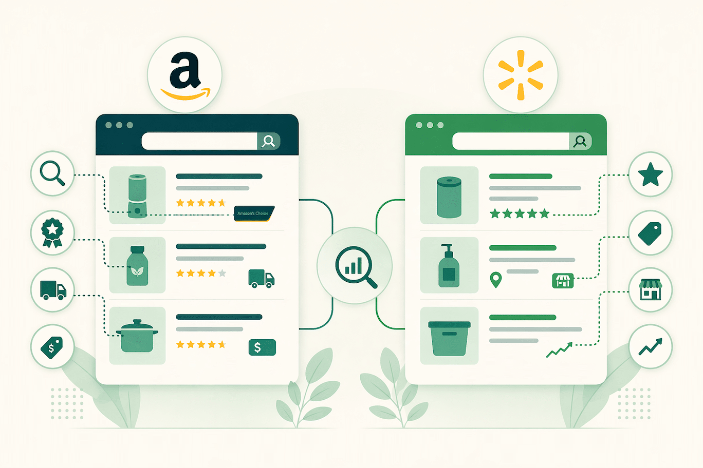 Amazon SEO versus Walmart Marketplace SEO ranking factors comparison for sellers