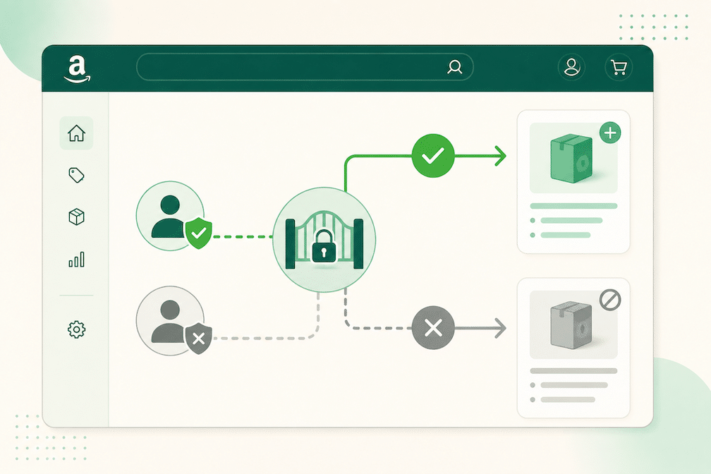 Diagram showing authorized versus unauthorized paths for Amazon ASIN creation under Brand Registry policy.