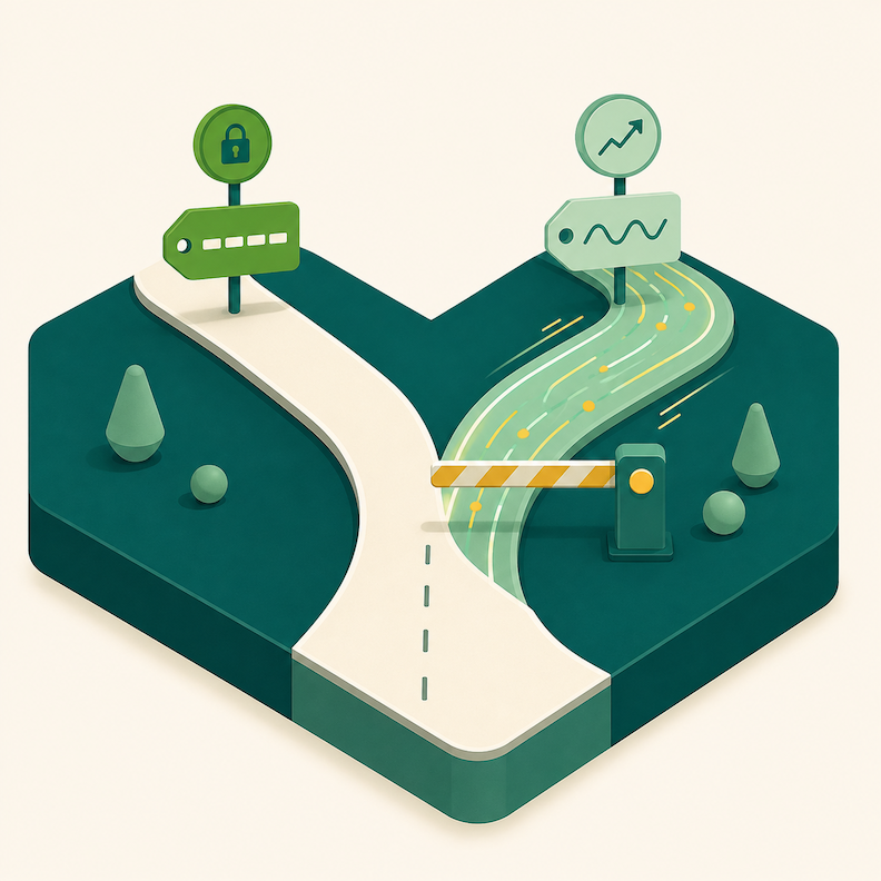 Isometric illustration comparing fixed bidding and dynamic bidding paths in a Walmart Connect campaign.
