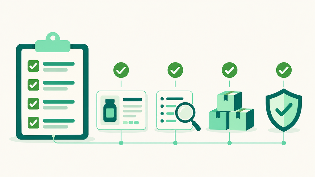 Pre-launch checklist covering listing, keywords, inventory, and brand tools