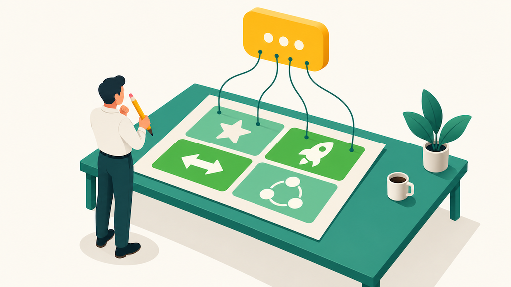 A four-part campaign-level brief feeding a Branded Conversation: differentiators, launches, needs, and routines
