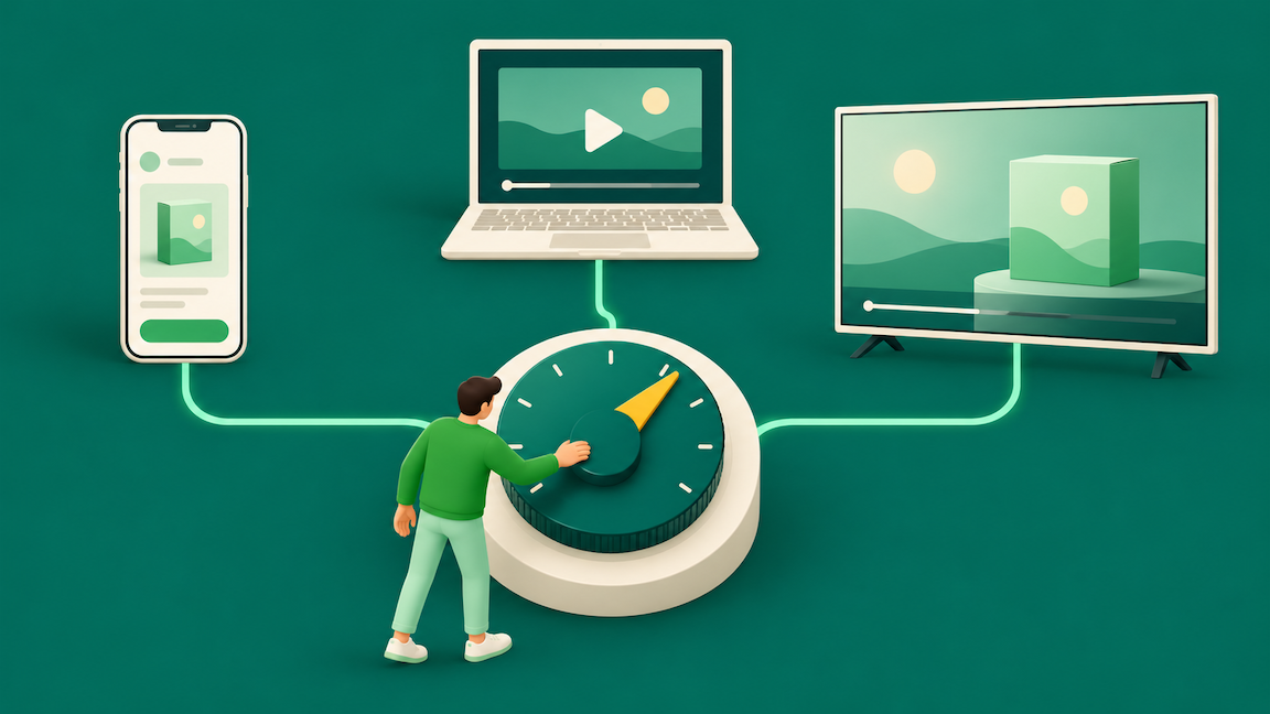 Display, video, and streaming TV ads combining into one campaign control, illustrating Amazon DVA+
